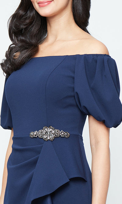 Alex Evenings 8160532 - Off Shoulder Crepe Gown with Ruffle Detail Mother of the Bride Dresses