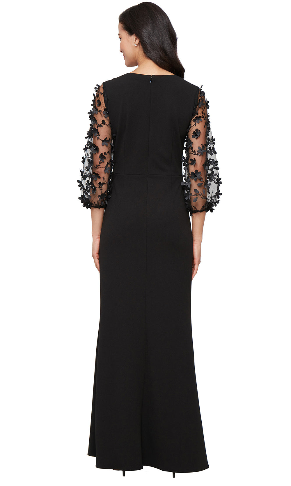 alex evenings black dresses Alex Evenings Faux-Feather Off-the-Shoulder Gown - Black