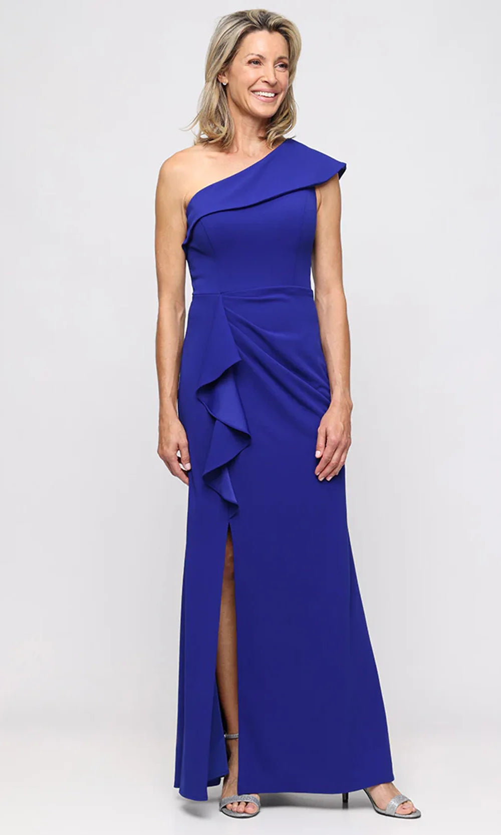 Alex Evenings 8160562 - Asymmetric Neck High Slit Formal Gown Prom Dresses