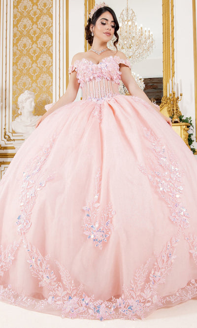 Cinderella Couture 8160J - Illusion Corset Beaded Lace Ballgown Quinceanera Dresses