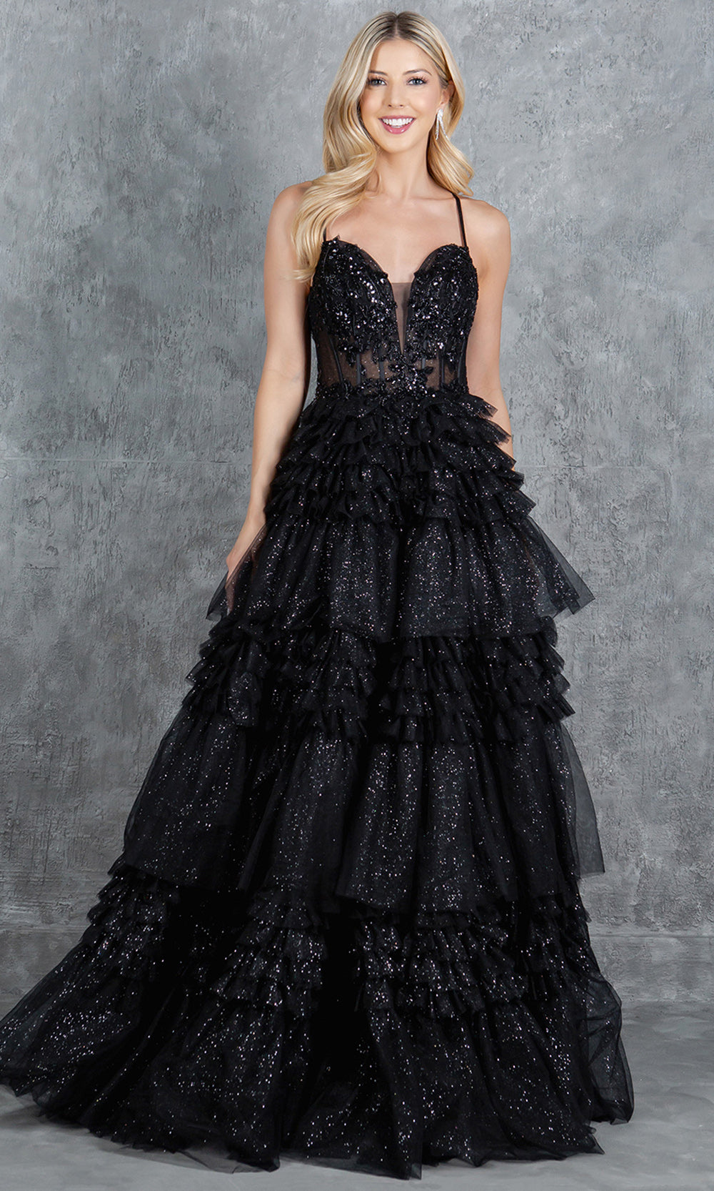 Cinderella Couture 8163J - Sweetheart Ruffled Tulle Evening Gown Ball Gowns