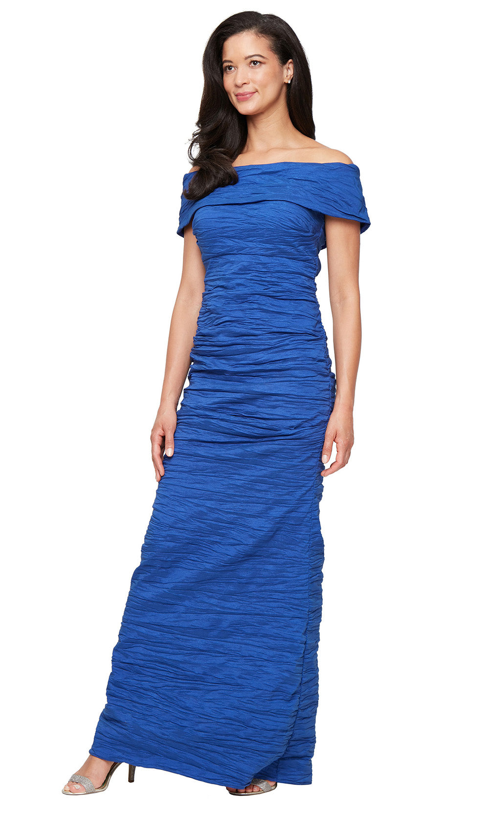 Alex Evenings 8166731 - Fold-Over Neckline Crinkle Taffeta Gown Formal Gowns