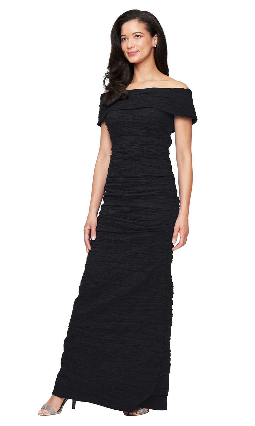 Alex Evenings 8166731 - Fold-Over Neckline Crinkle Taffeta Gown Formal Gowns