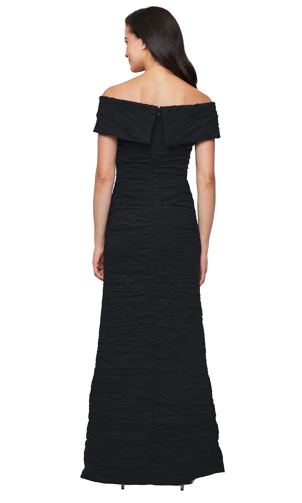 Alex Evenings 8166731 - Fold-Over Neckline Crinkle Taffeta Gown Formal Gowns