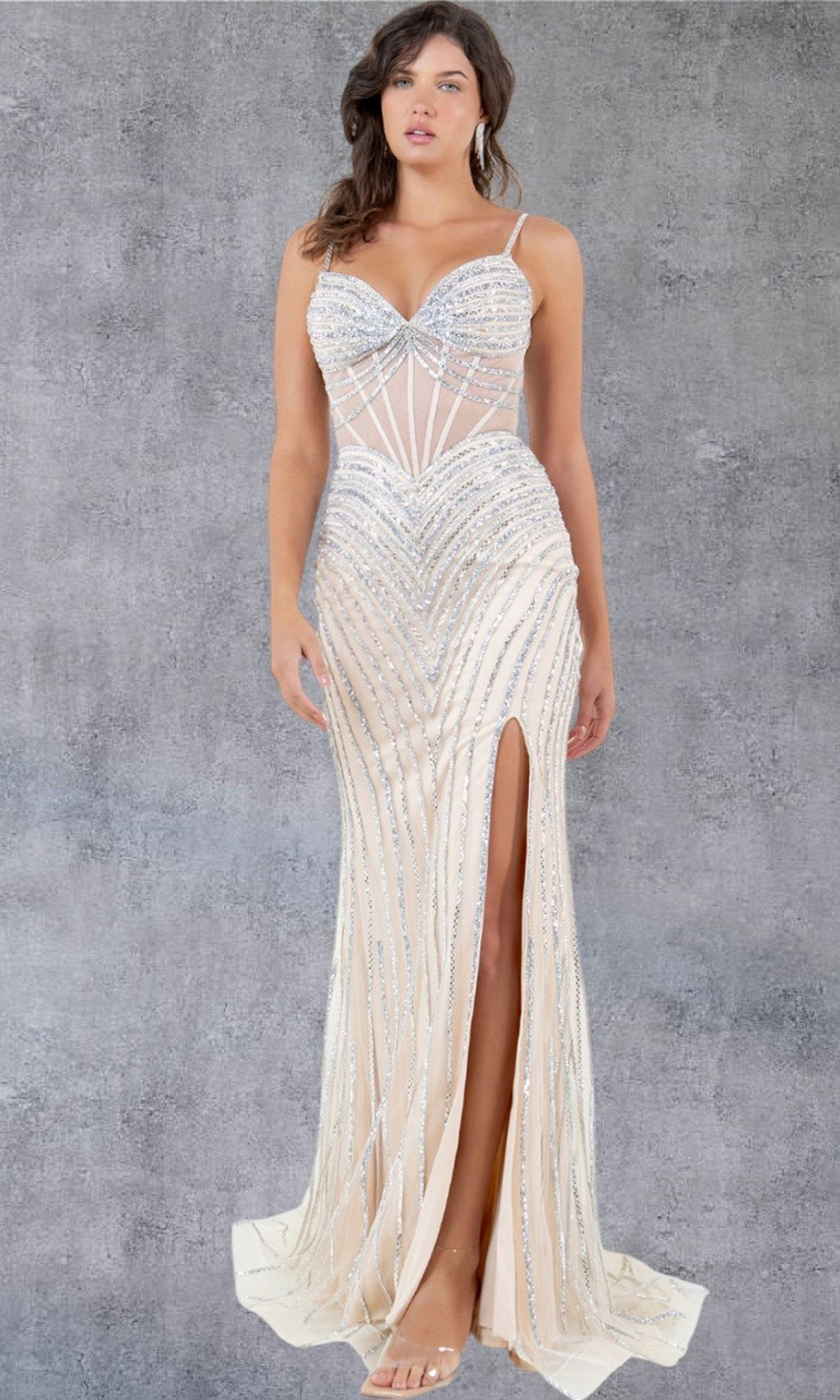 Cinderella Couture 8169J - Illusion Sweetheart Evening Gown Cinderella Couture 8169J - Illusion Sweetheart Evening Gown