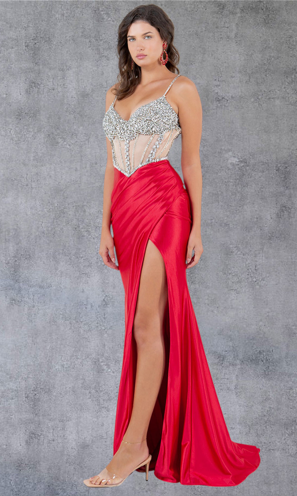 Cinderella Couture 8171J - Spaghetti Strap Basque Waist Gown Cinderella Couture 8171J - Spaghetti Strap Basque Waist Gown