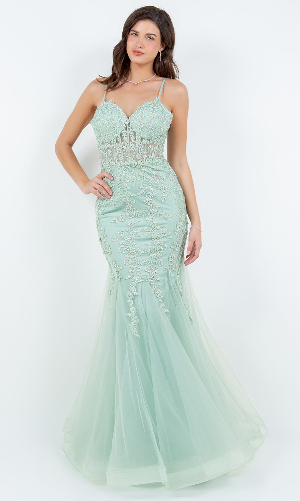 Cinderella Couture 8175J - Spaghetti Strap Mermaid Evening Gown Cinderella Couture 8175J - Spaghetti Strap Mermaid Evening Gown