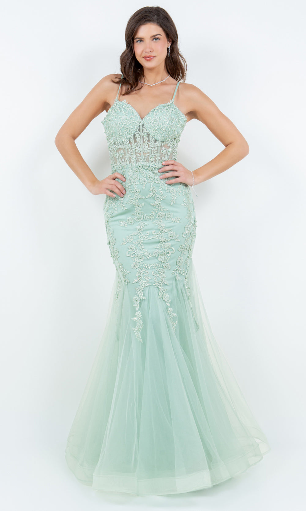 Cinderella Couture 8175J - Spaghetti Strap Mermaid Evening Gown Cinderella Couture 8175J - Spaghetti Strap Mermaid Evening Gown