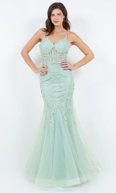 Cinderella Couture 8175J - Spaghetti Strap Mermaid Evening Gown Cinderella Couture 8175J - Spaghetti Strap Mermaid Evening Gown