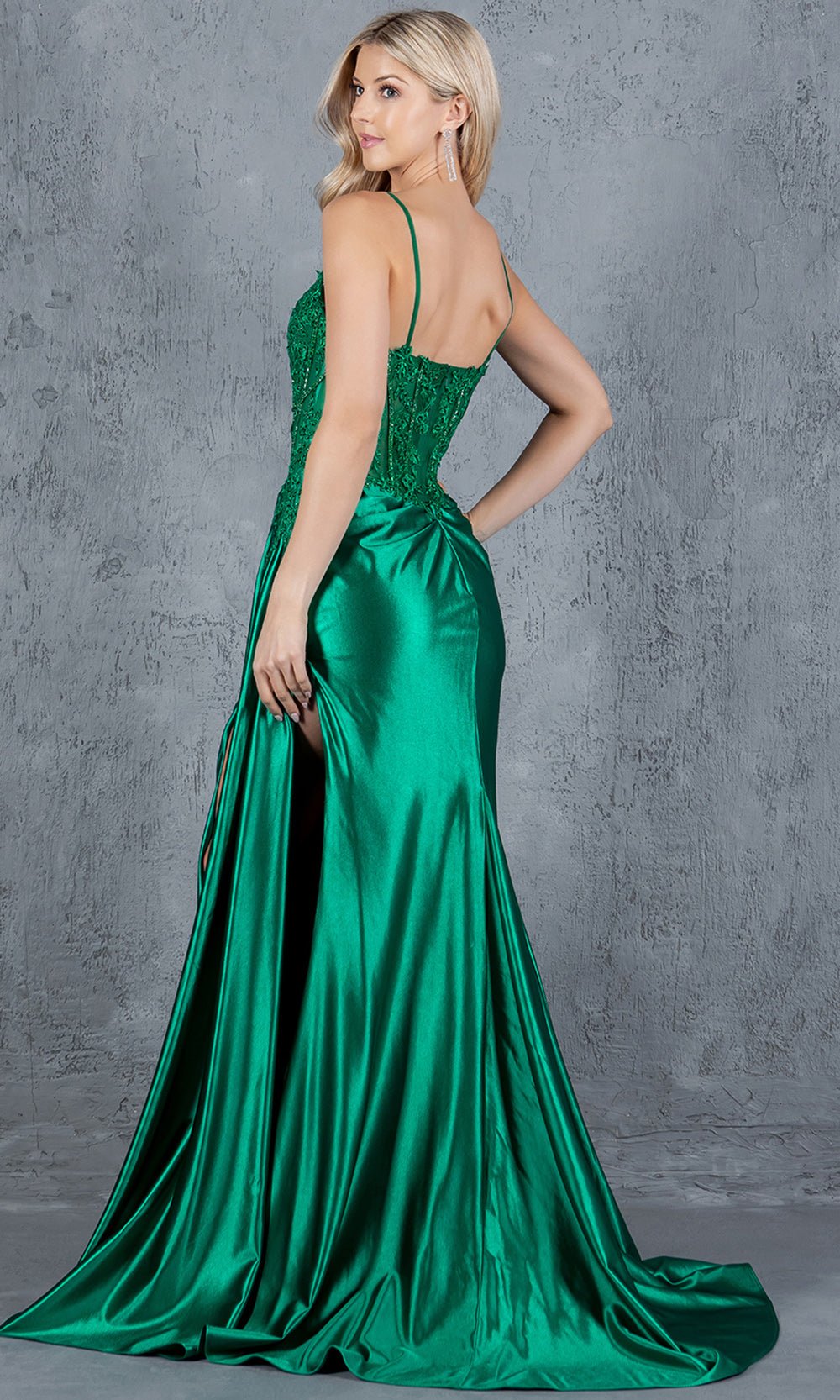 Cinderella Couture 8177J - Sweetheart Beaded Lace Gown with Slit Cinderella Couture 8177J - Sweetheart Beaded Lace Gown with Slit