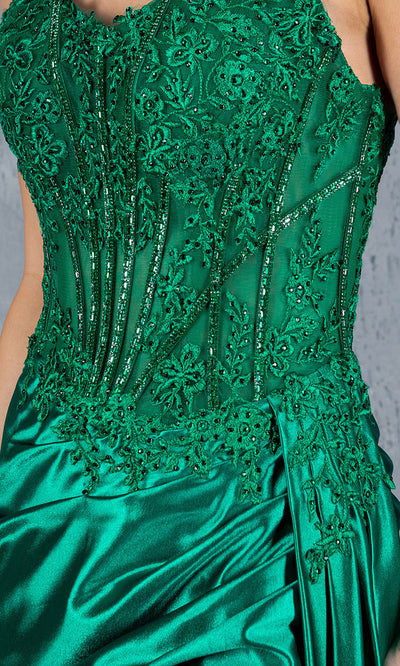 Cinderella Couture 8177J - Sweetheart Beaded Lace Gown with Slit Cinderella Couture 8177J - Sweetheart Beaded Lace Gown with Slit