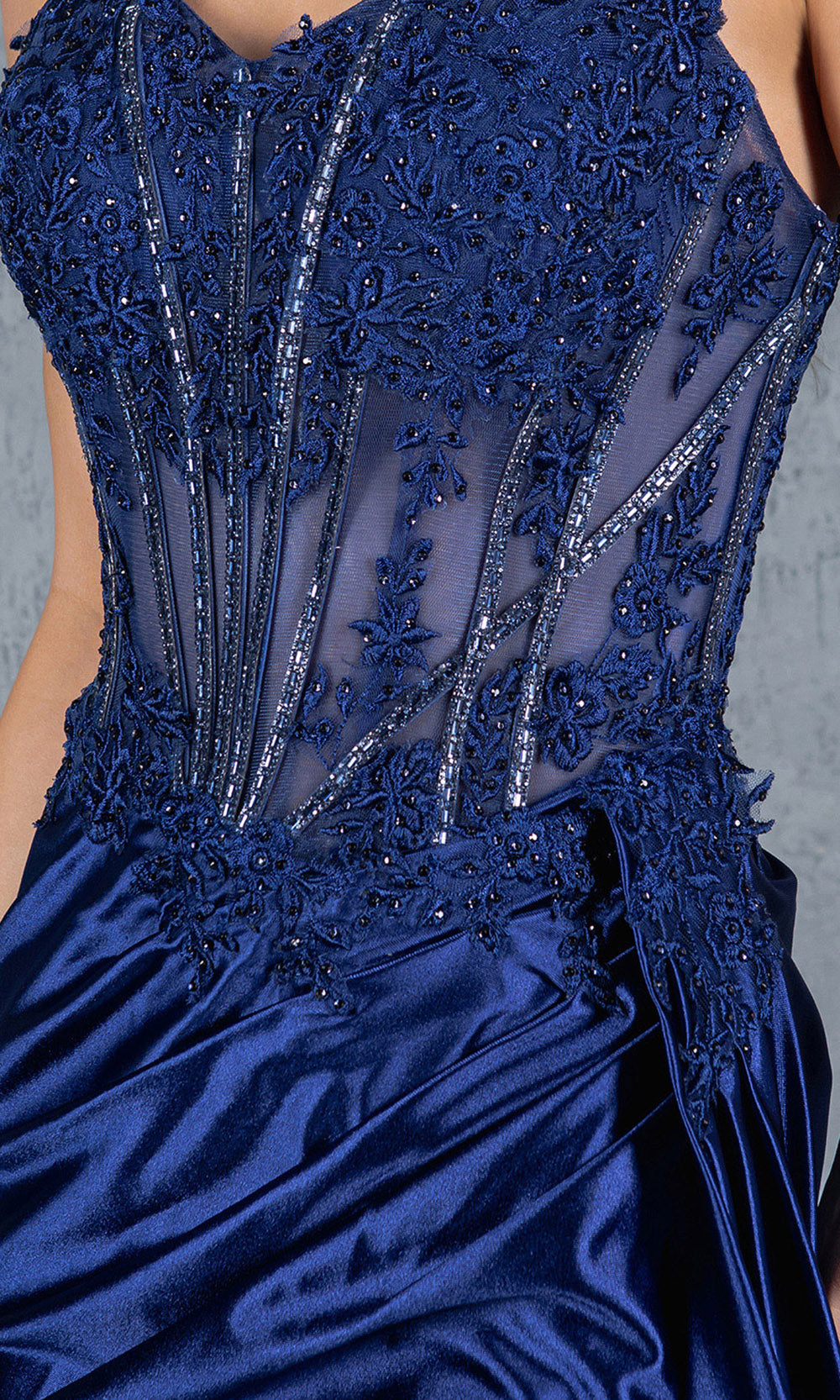 Cinderella Couture 8177J - Sweetheart Beaded Lace Gown with Slit Cinderella Couture 8177J - Sweetheart Beaded Lace Gown with Slit