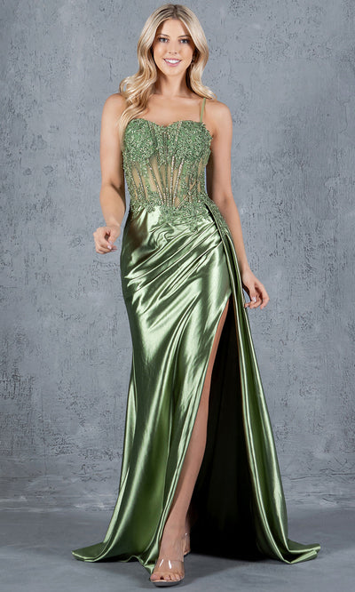 Cinderella Couture 8177J - Sweetheart Beaded Lace Gown with Slit Cinderella Couture 8177J - Sweetheart Beaded Lace Gown with Slit