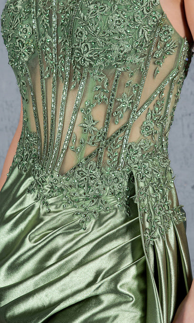 Cinderella Couture 8177J - Sweetheart Beaded Lace Gown with Slit Cinderella Couture 8177J - Sweetheart Beaded Lace Gown with Slit