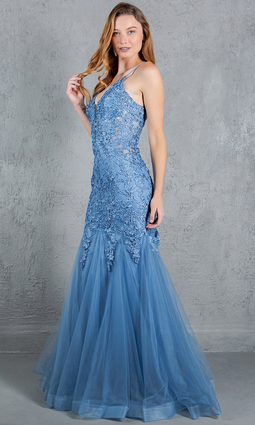 Cinderella Couture 8178J - Plunging V-Neck Embroidered Tulle Gown Cinderella Couture 8178J - Plunging V-Neck Embroidered Tulle Gown