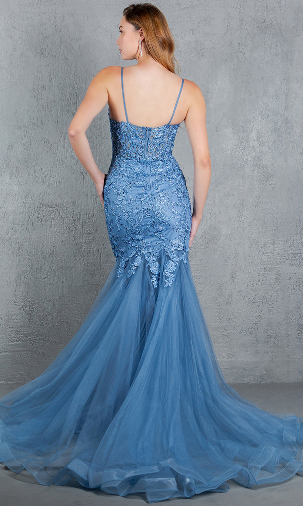 Cinderella Couture 8178J - Plunging V-Neck Embroidered Tulle Gown Cinderella Couture 8178J - Plunging V-Neck Embroidered Tulle Gown