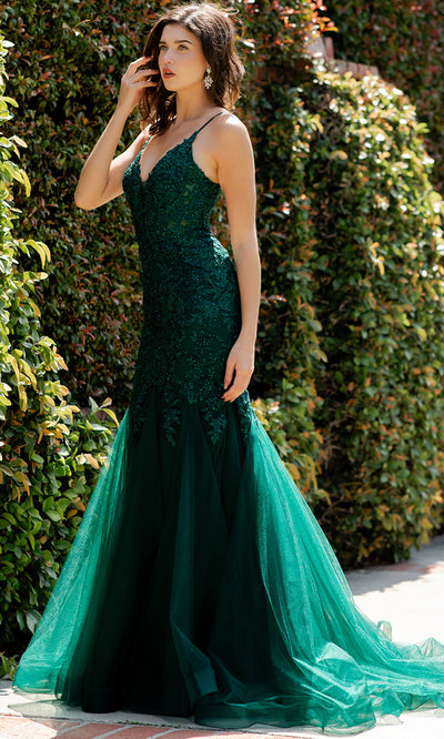 Cinderella Couture 8178J - Plunging V-Neck Embroidered Tulle Gown Cinderella Couture 8178J - Plunging V-Neck Embroidered Tulle Gown