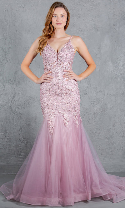 Cinderella Couture 8178J - Plunging V-Neck Embroidered Tulle Gown Cinderella Couture 8178J - Plunging V-Neck Embroidered Tulle Gown
