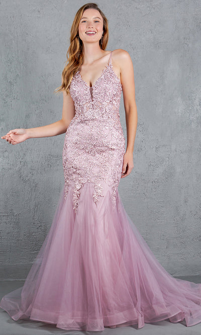 Cinderella Couture 8178J - Plunging V-Neck Embroidered Tulle Gown Cinderella Couture 8178J - Plunging V-Neck Embroidered Tulle Gown