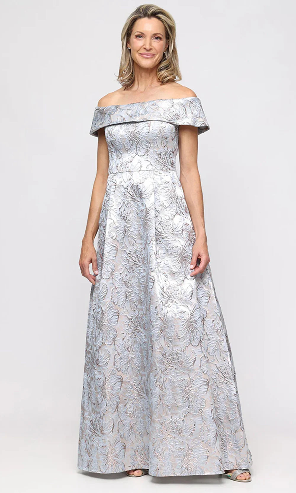 Alex Evenings 8181258 - Floral Textured A-Line Off Shoulder Gown Prom Dresses