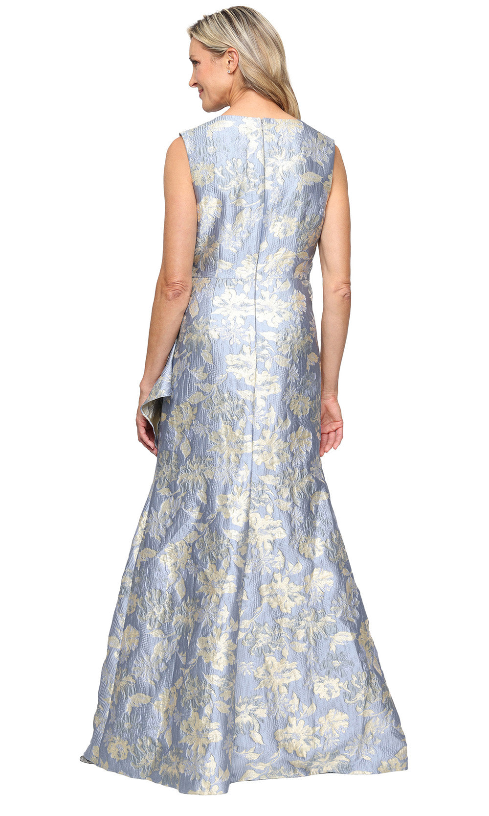 Alex Evenings 8181264 - Wide Strap Jacquard Gown with Ruffle Formal Gowns