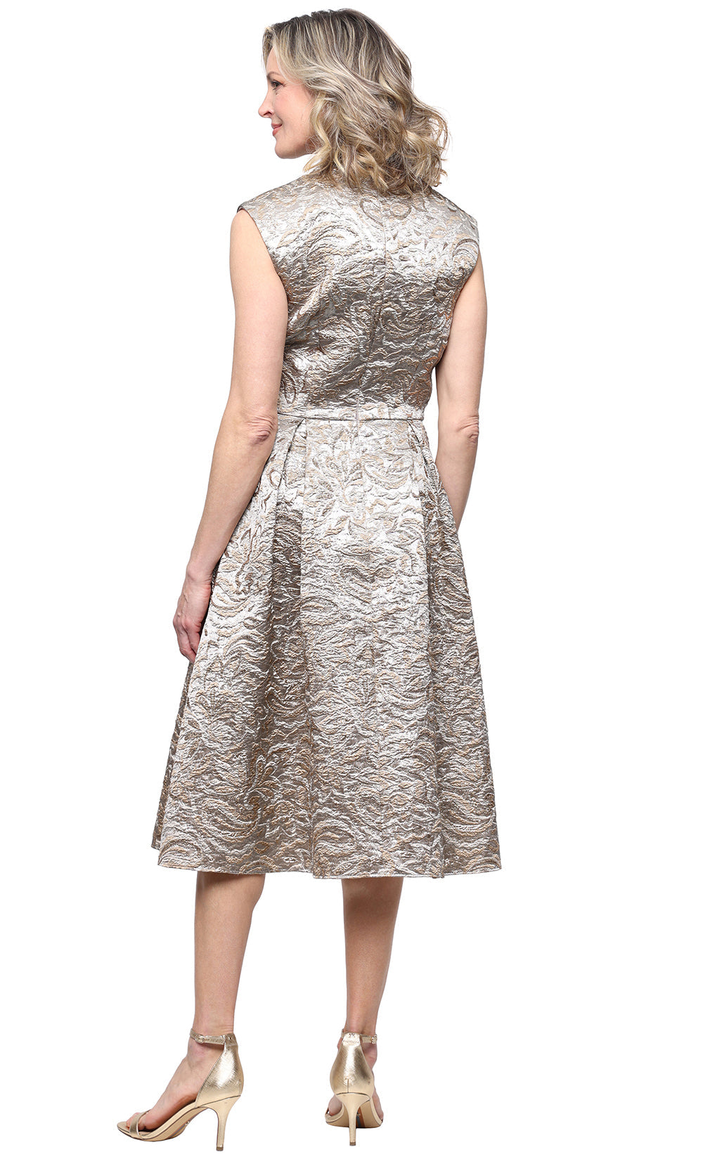 Alex Evenings 8181343 - Elegant Metallic Floral Dress Cocktail Dresses in Champagne 
