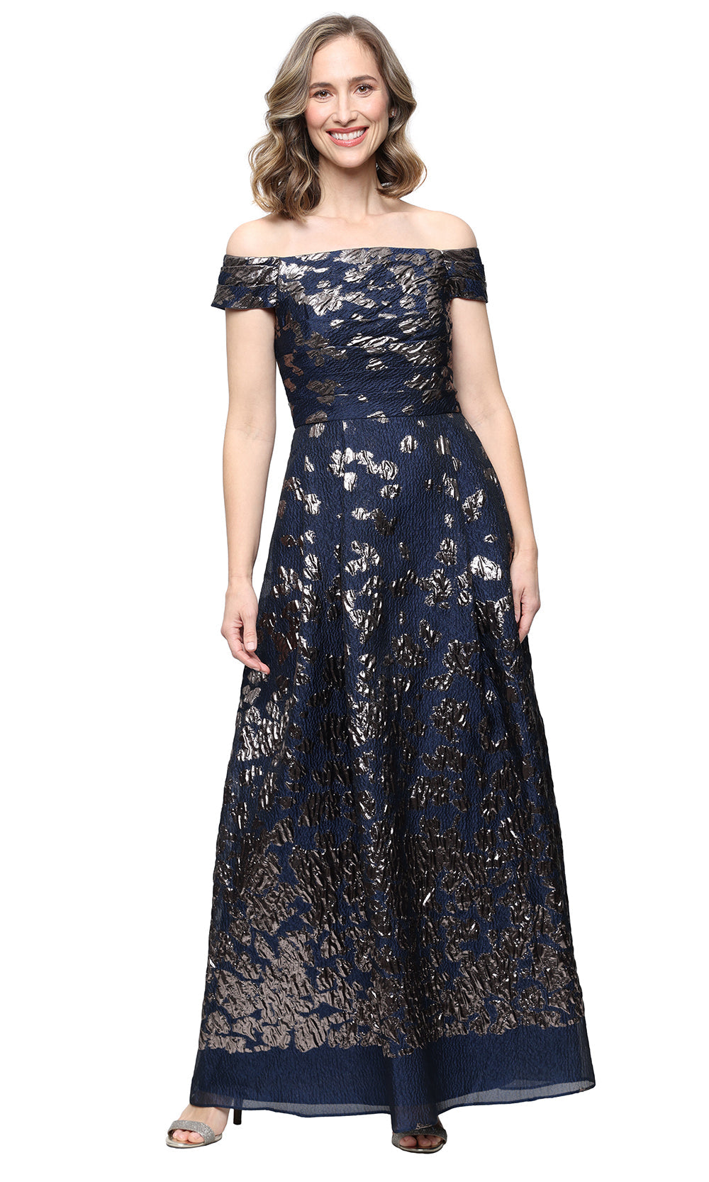 Alex Evenings 8181353 - Elegant Draped Pleated Evening Dress Mother of the Bride Dresses in Blue 