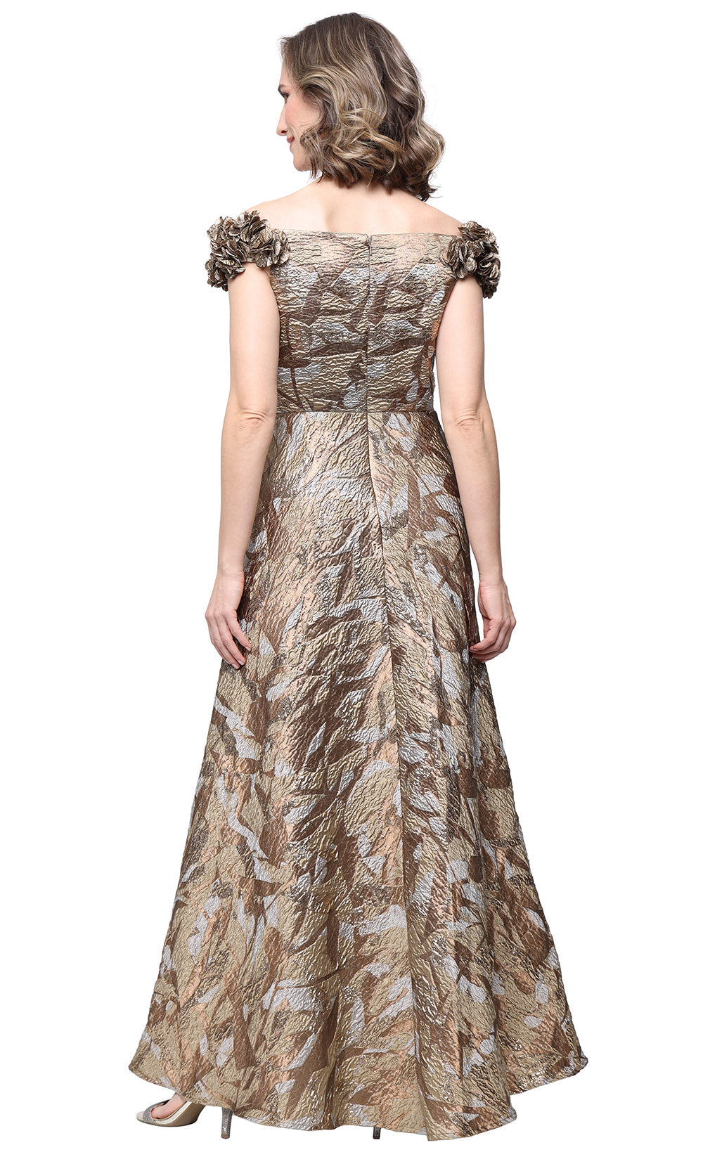 Alex Evenings 8181355 - Elegant Floral Applique Evening Dress Bridal Dresses in Gold 