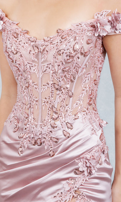 Cinderella Couture 8181JS - Floral Applique Sheath Mini Dress Cinderella Couture 8181JS - Floral Applique Sheath Mini Dress