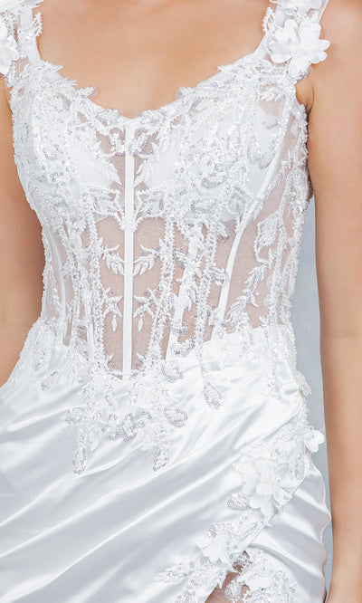 Cinderella Couture 8181JS - Floral Applique Sheath Mini Dress Cinderella Couture 8181JS - Floral Applique Sheath Mini Dress