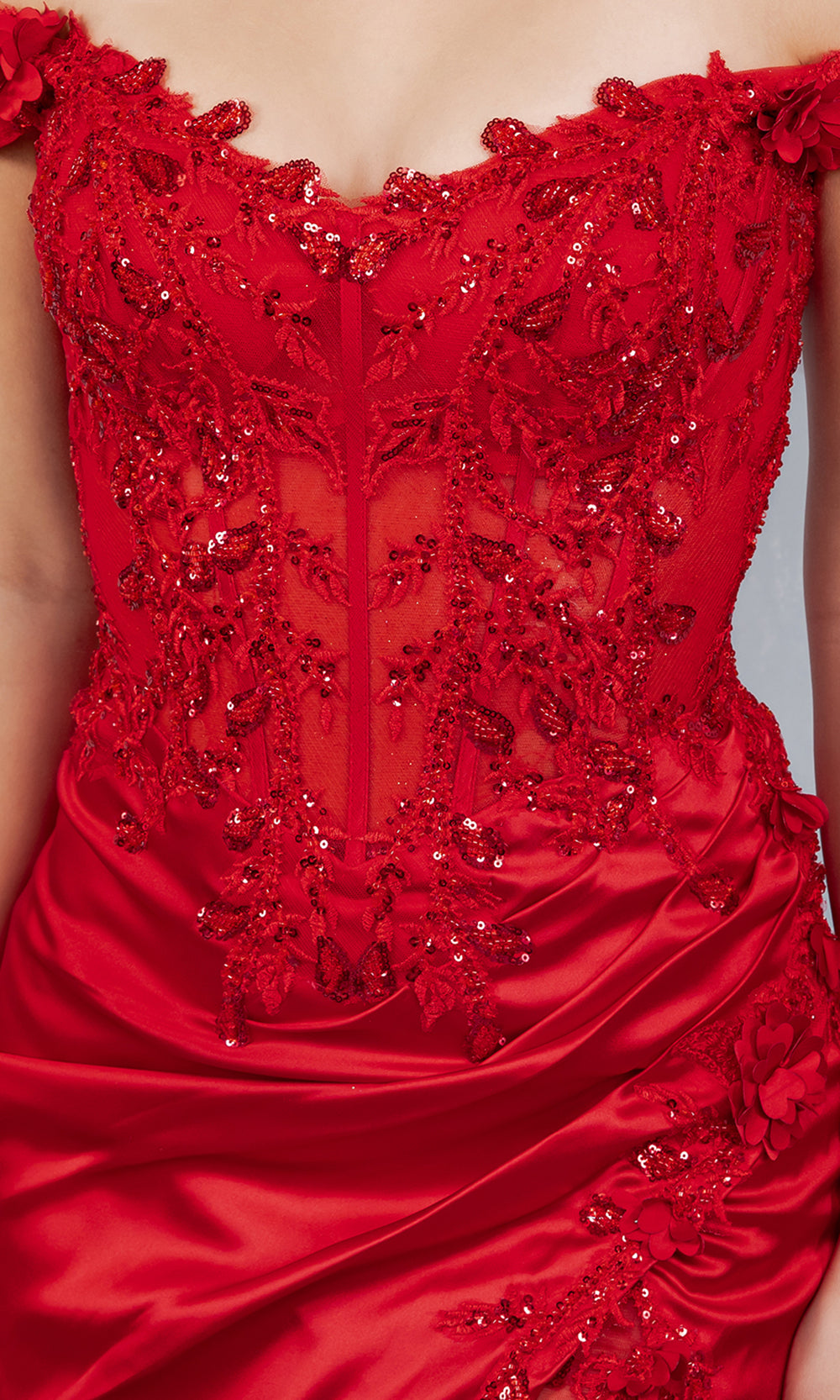 Cinderella Couture 8181JS - Floral Applique Sheath Mini Dress Cinderella Couture 8181JS - Floral Applique Sheath Mini Dress