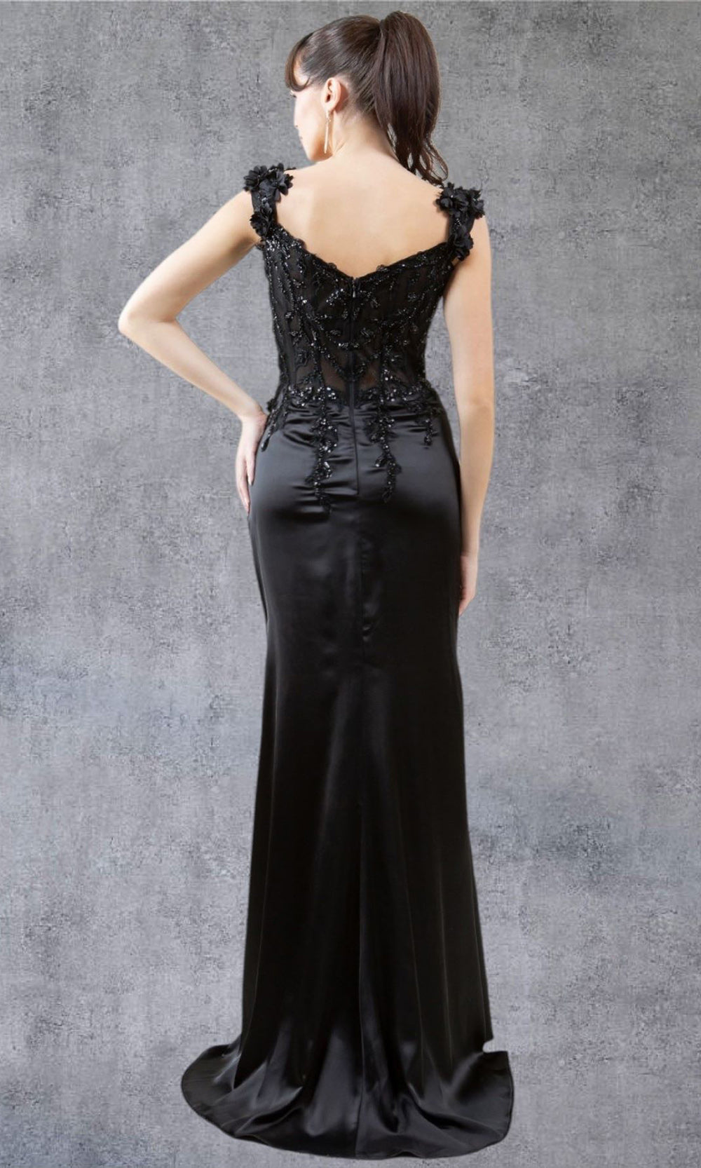 Cinderella Couture 8181J- - Floral Applique Cap Sleeve Gown Cinderella Couture 8181J- - Floral Applique Cap Sleeve Gown