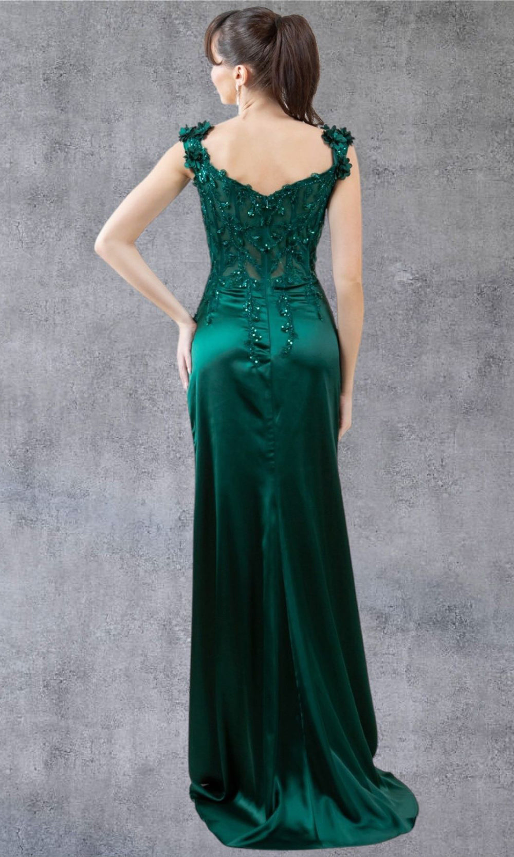 Cinderella Couture 8181J- - Floral Applique Cap Sleeve Gown Cinderella Couture 8181J- - Floral Applique Cap Sleeve Gown