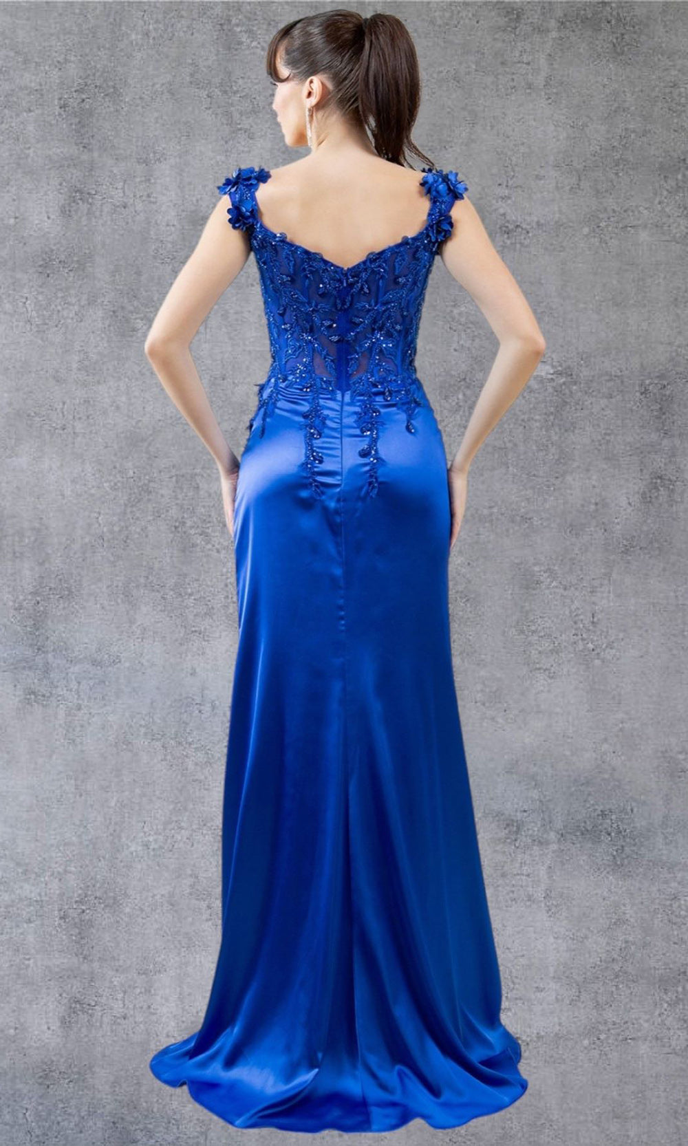 Cinderella Couture 8181J- - Floral Applique Cap Sleeve Gown Cinderella Couture 8181J- - Floral Applique Cap Sleeve Gown