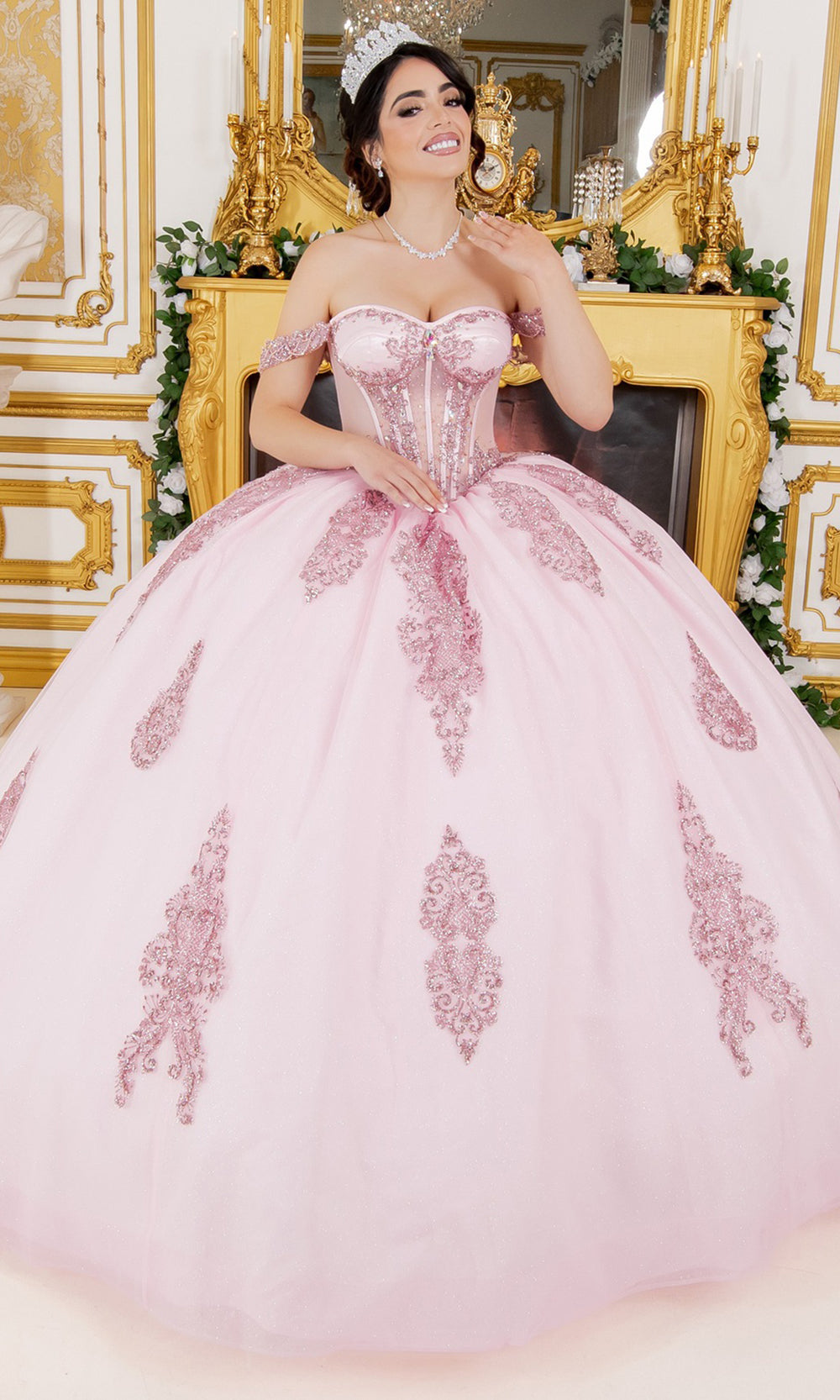 Cinderella Couture 8190J - Illusion Corset Off Shoulder Gown with Bow Cinderella Couture 8190J - Illusion Corset Off Shoulder Gown with Bow