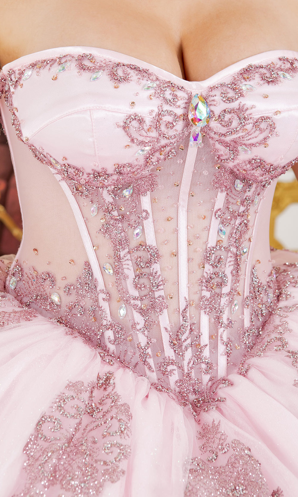 Cinderella Couture 8190J - Illusion Corset Off Shoulder Gown with Bow Cinderella Couture 8190J - Illusion Corset Off Shoulder Gown with Bow