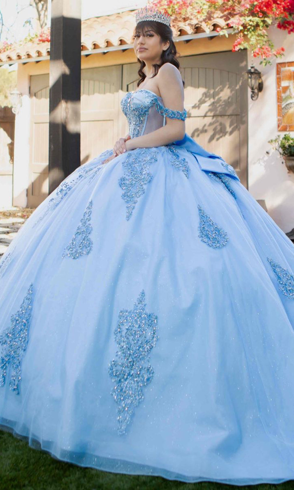 Cinderella Couture 8190J - Illusion Corset Off Shoulder Gown with Bow Cinderella Couture 8190J - Illusion Corset Off Shoulder Gown with Bow