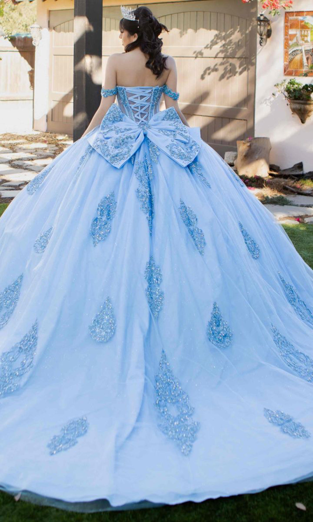 Cinderella Couture 8190J - Illusion Corset Off Shoulder Gown with Bow Cinderella Couture 8190J - Illusion Corset Off Shoulder Gown with Bow