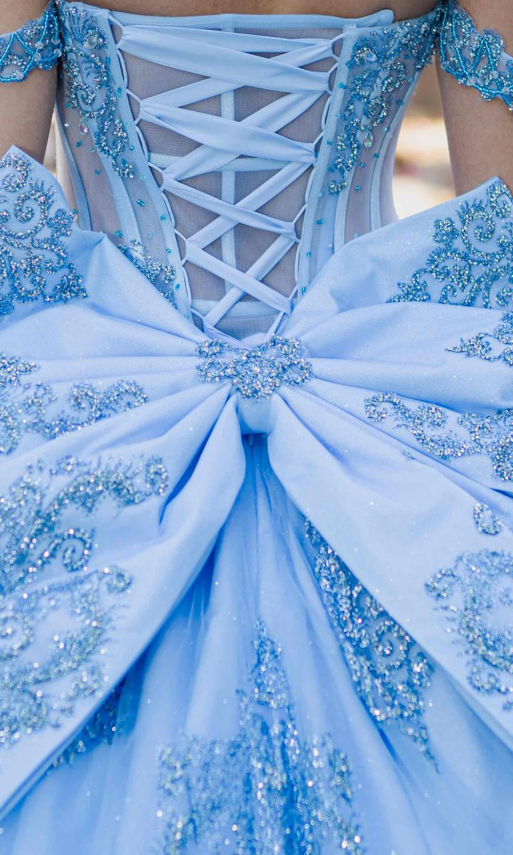 Cinderella Couture 8190J - Illusion Corset Off Shoulder Gown with Bow Cinderella Couture 8190J - Illusion Corset Off Shoulder Gown with Bow