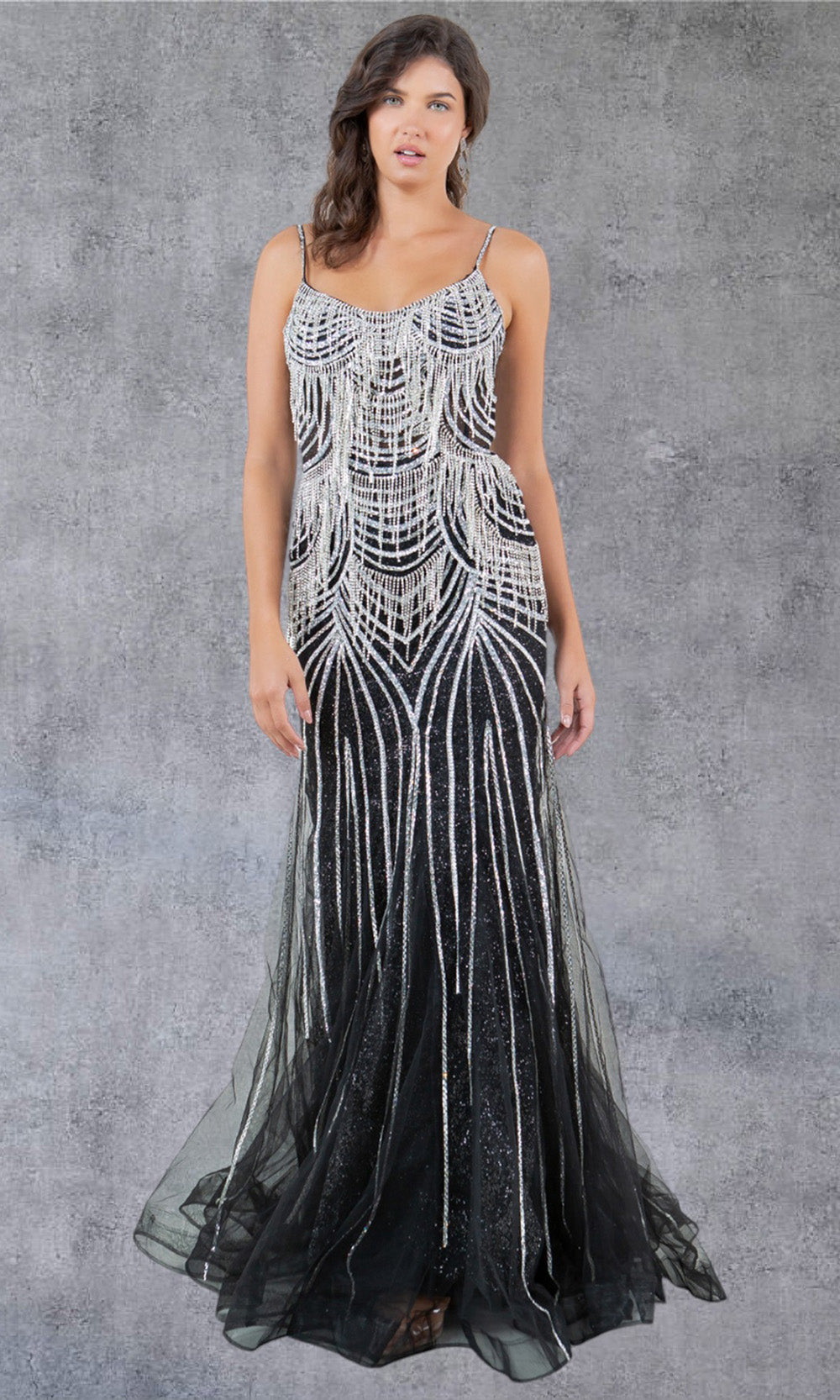 Cinderella Couture 8192J - Lace-Up Back Beaded Ornate Gown Prom Dresses