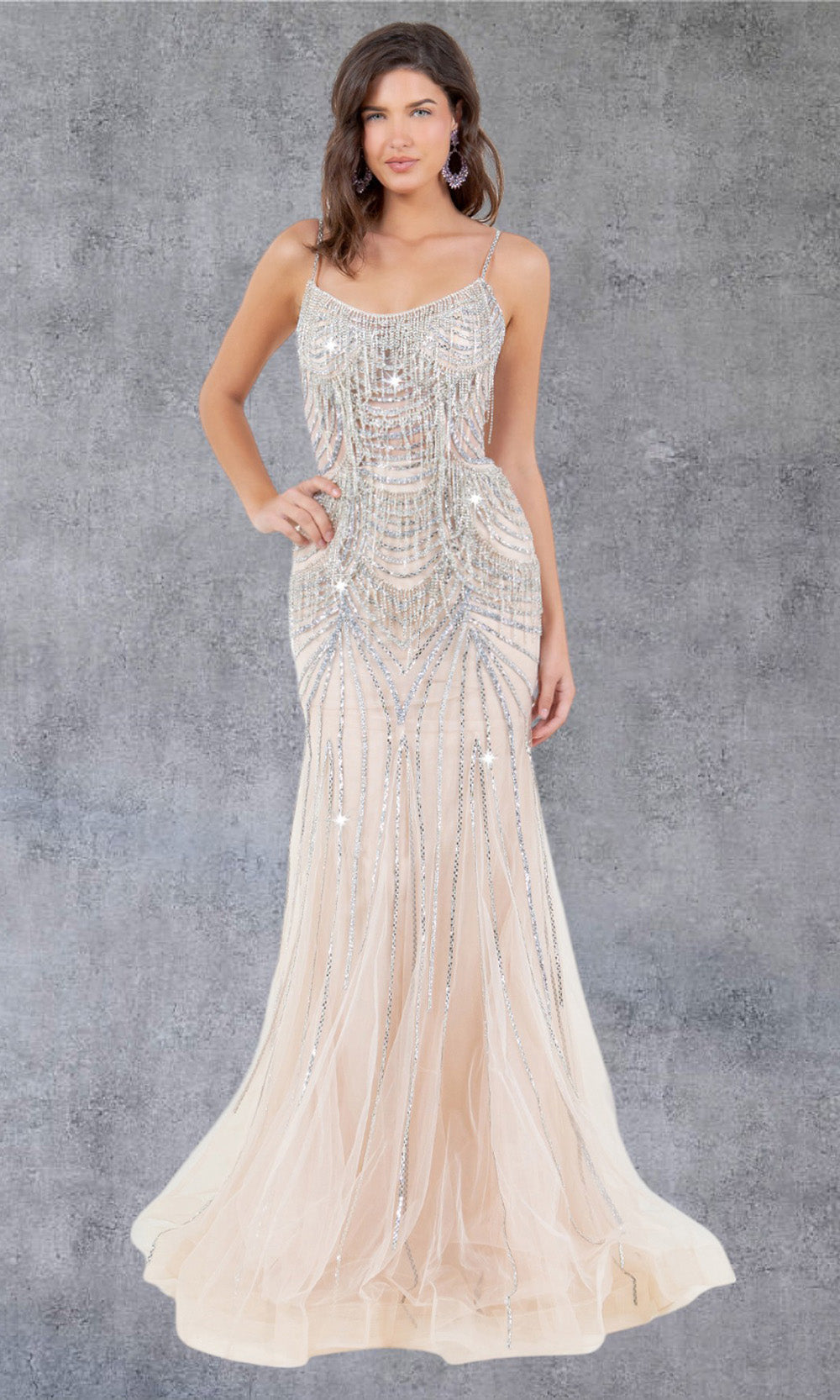 Cinderella Couture 8192J - Lace-Up Back Beaded Ornate Gown Cinderella Couture 8192J - Lace-Up Back Beaded Ornate Gown