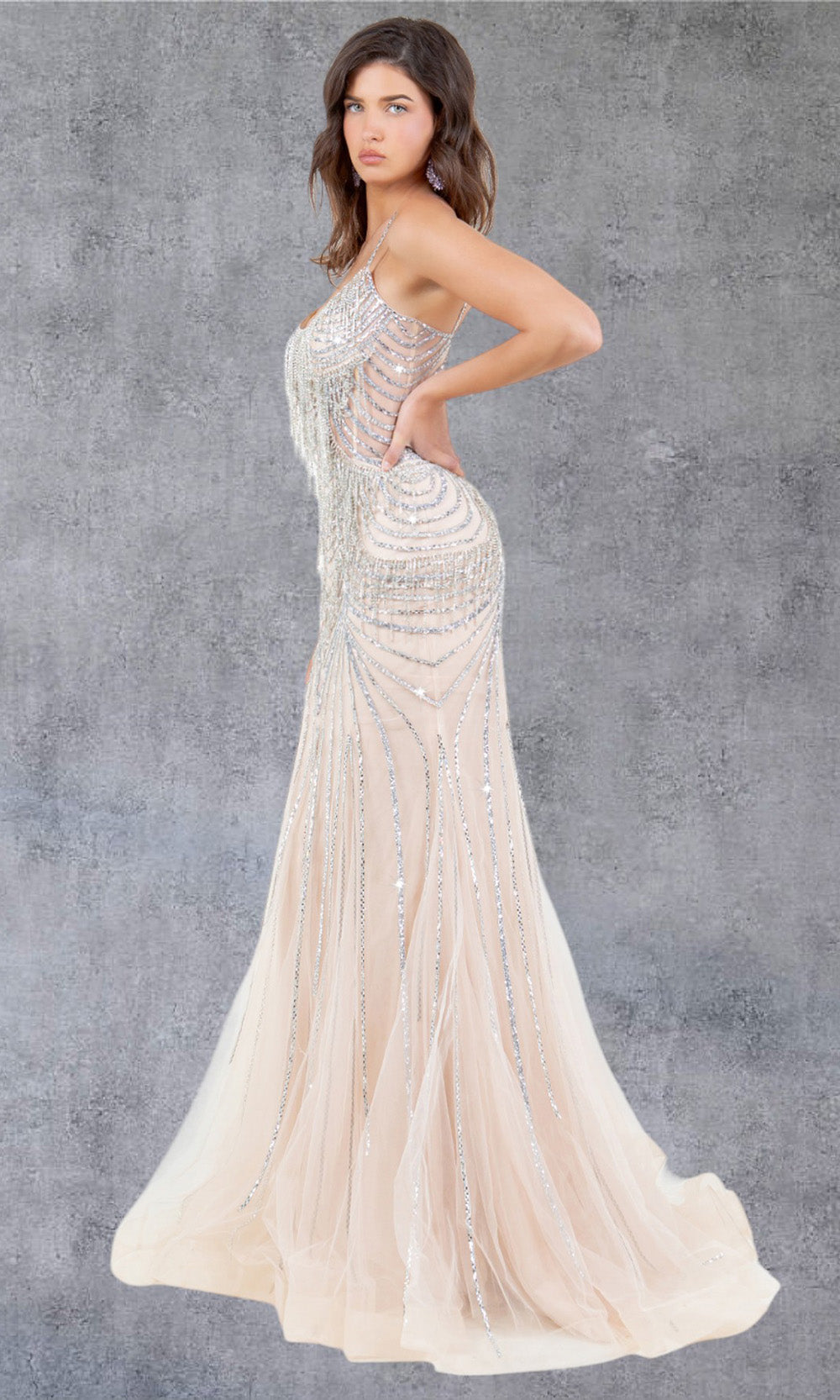 Cinderella Couture 8192J - Lace-Up Back Beaded Ornate Gown Cinderella Couture 8192J - Lace-Up Back Beaded Ornate Gown