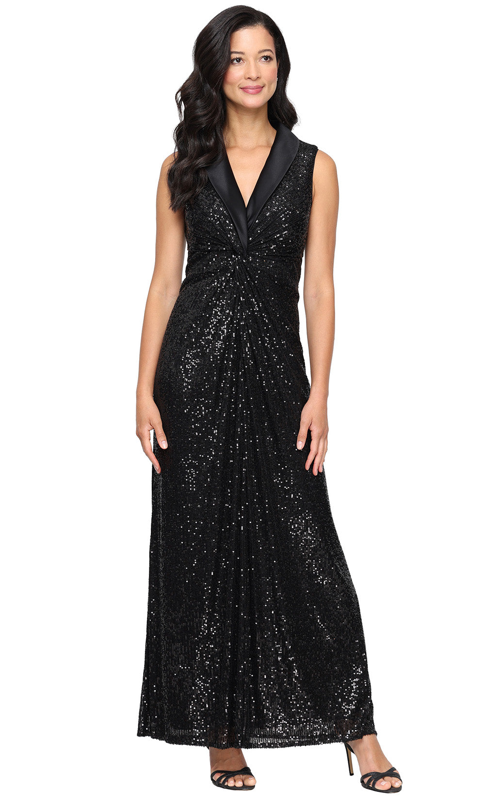 Alex Evenings 81961011 - V-Neck Sparkling Gown with Knot Front Formal Gowns