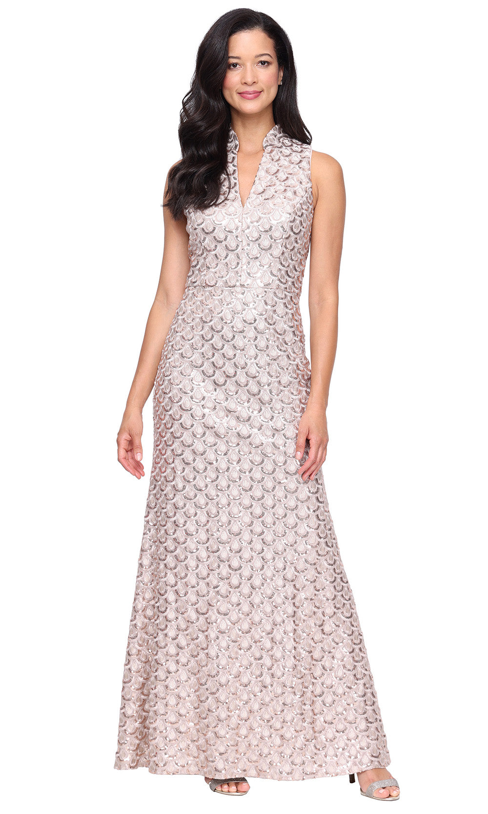 Alex Evenings 81961022 - Embroidered Sequin Sleeveless Gown Formal Gowns