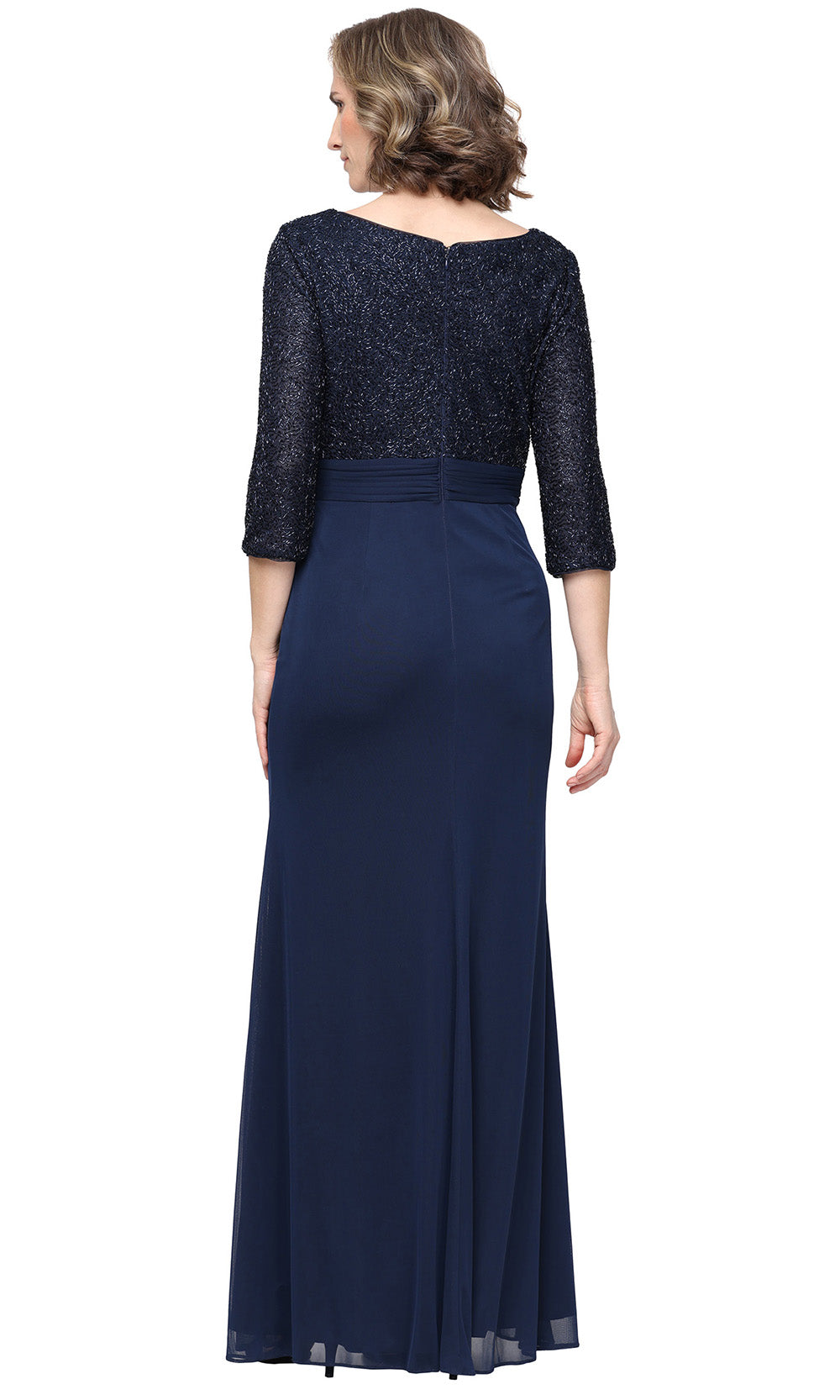 Alex Evenings 81961059 - V-Neck Sequin Empire Dress Mother Of The Bride Dresses in Navy 