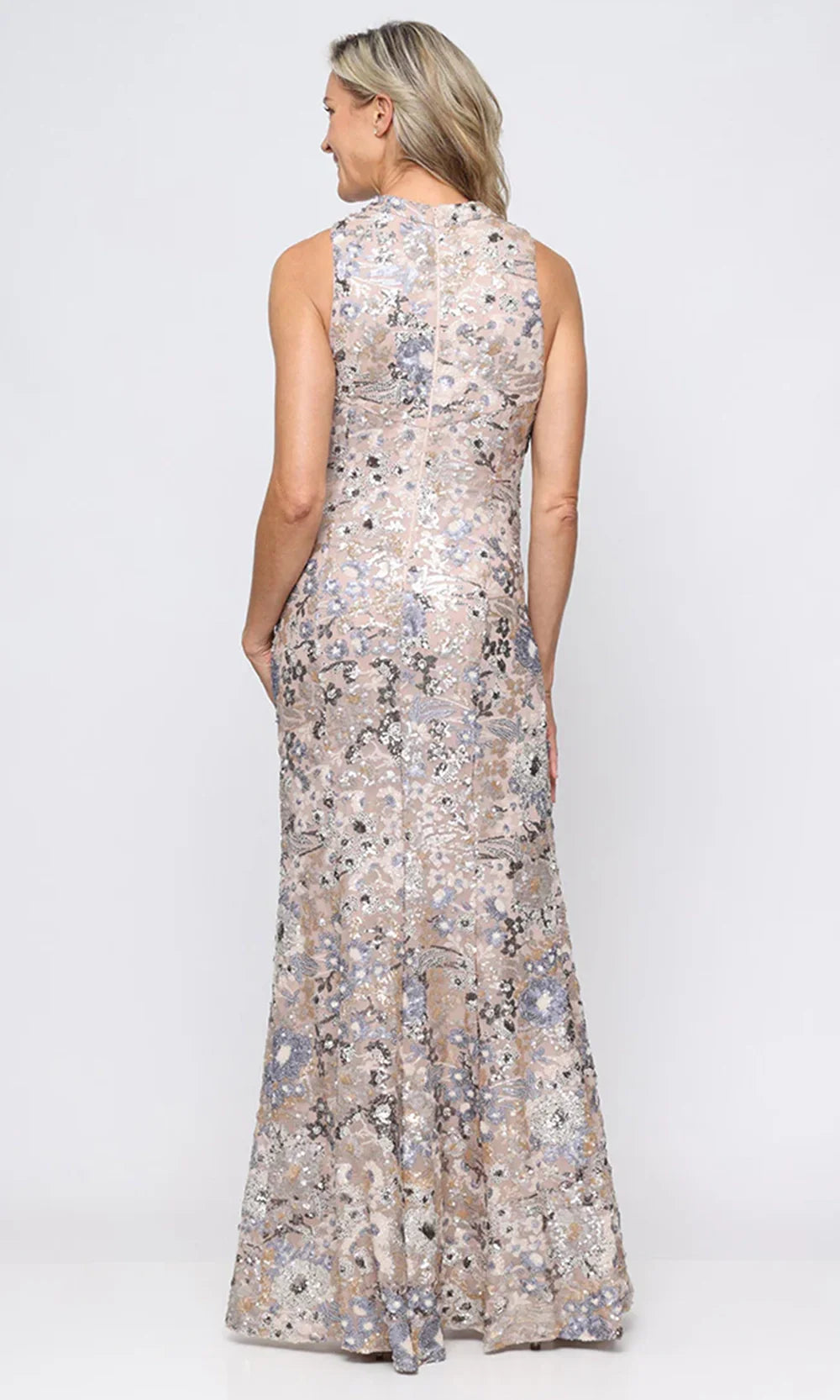 Alex Evenings 8196996 - Floral Sequin Sleeveless Long Gown Prom Dresses
