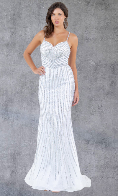 Cinderella Couture 8203J - Striped Beaded Sleeveless Evening Gown Cinderella Couture 8203J - Striped Beaded Sleeveless Evening Gown