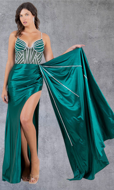 Cinderella Couture 8219J - V-Neck Embellished Gown with Side Draped Cinderella Couture 8219J - V-Neck Embellished Gown with Side Draped