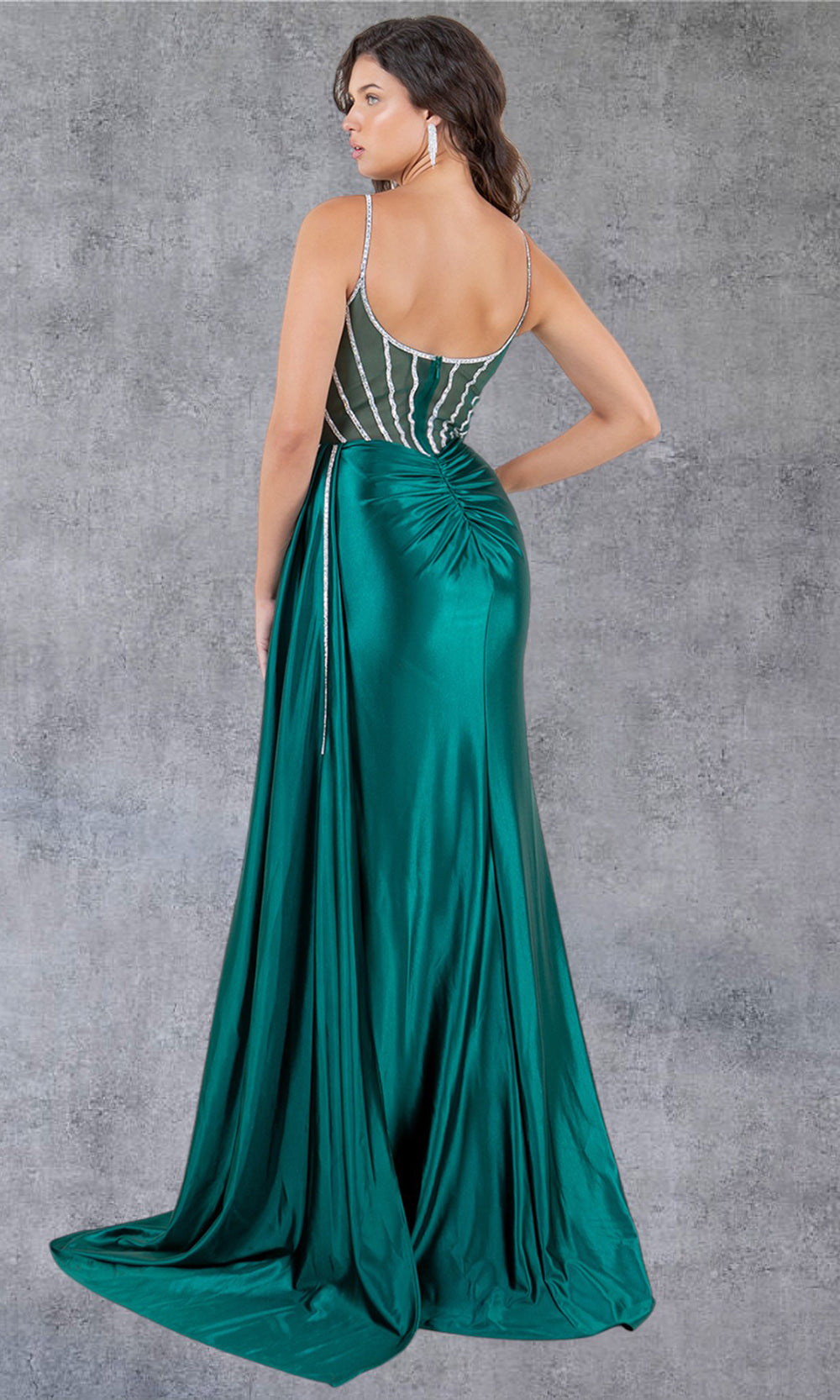 Cinderella Couture 8219J - V-Neck Embellished Gown with Side Draped Cinderella Couture 8219J - V-Neck Embellished Gown with Side Draped