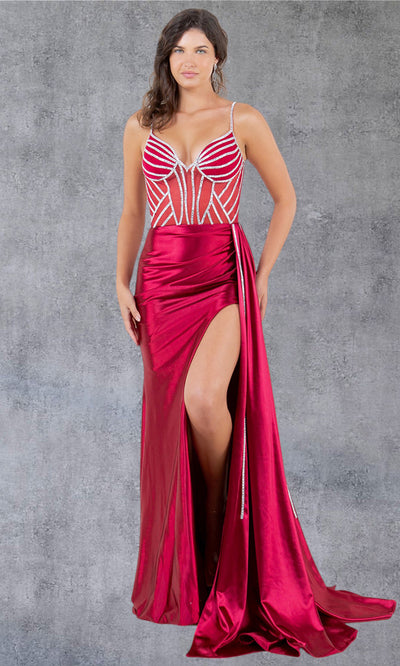 Cinderella Couture 8219J - V-Neck Embellished Gown with Side Draped Cinderella Couture 8219J - V-Neck Embellished Gown with Side Draped